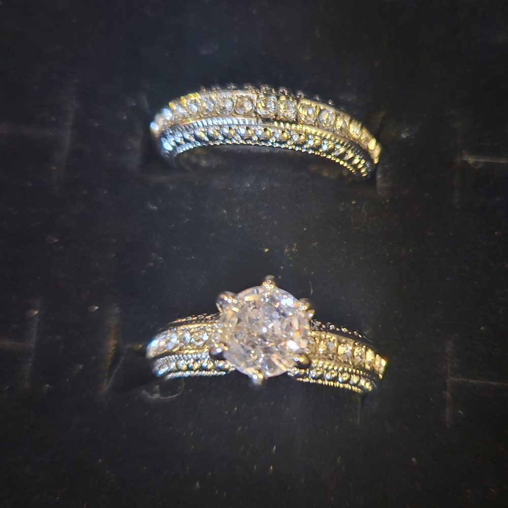 Elegant Silver and Gold Women's Ring Set